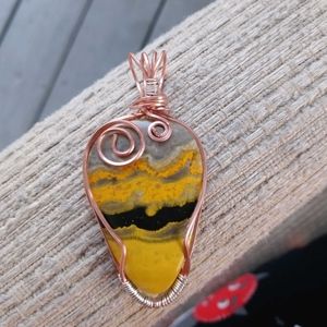 Bumblebee jasper wire wrapped pendant